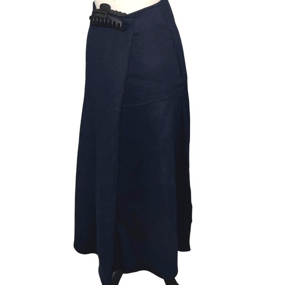OGL Cashsoft Wool Like Flared Maxi Skirt Sz Large Womens Navy Blue - Picture 12 of 16